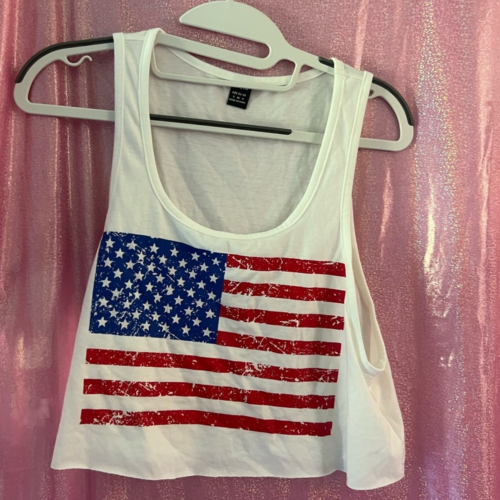 SHEIN EZwear Summer Outfit USA(American) Flag Print Tank Top